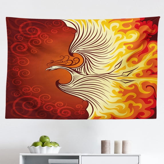 Floral Tapestry, Flowers in Watercolor Style Effect Illustration of Peonies Spring Inspired Print, Fabric Wall Hanging Decor for Bedroom Living Room Dorm, 2 Sizes, Dark Blue Red, by Ambesonne