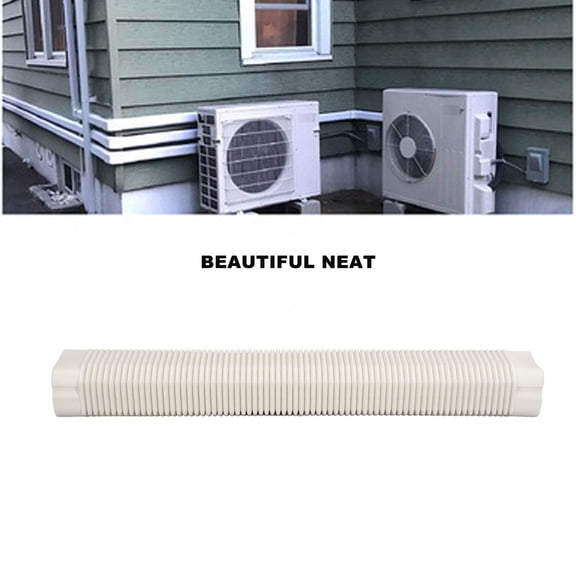 Yajisi PVC Universal AC Line Cover Hose 1‑5 HP, 20.08" x 3.15" White, Weather‑Resistant, Easy to Install, Hide Cooling Pipes
