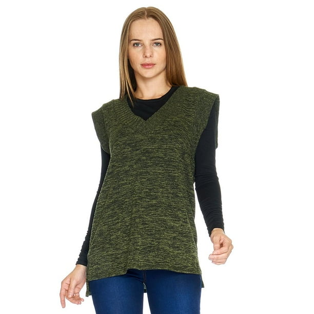 Chaleco Mujer Largo Holgado Moda Casual Cómodo Olivo verde G Incógnita 330607