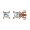 thumbnail image 2 of 1/2 Carat Princess Cut Diamond Stud Earrings in 14K Rose Gold - IGI Certified, 2 of 4