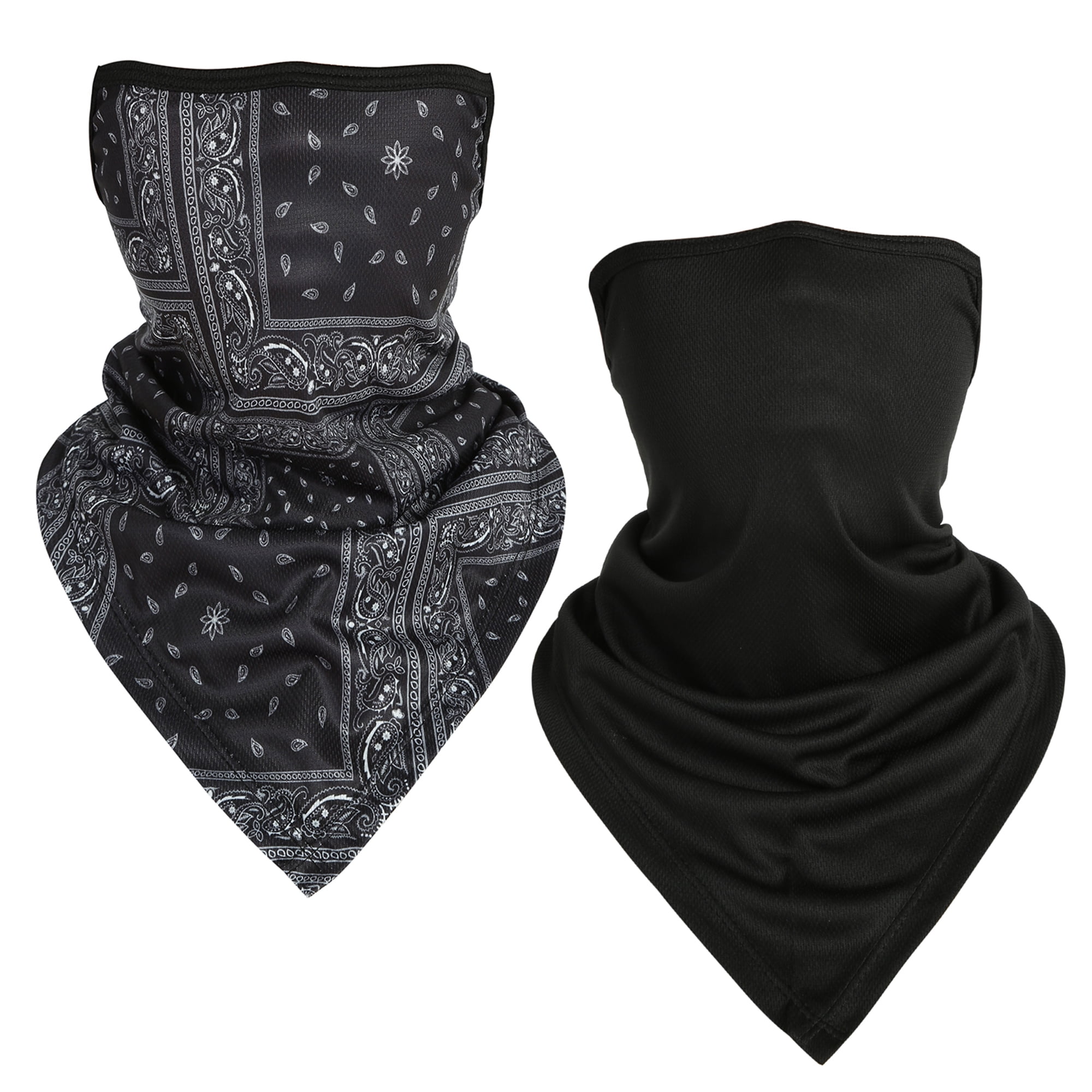 7 PCS Unisex Floral Paisley Triangle Face Cover Earloop Seamless Bandana Scarf Neck Gaiter for Men Women with 14 Pack Actived Carbon Filters Face Shield/Loop Scarf/Bandana/Balaclava