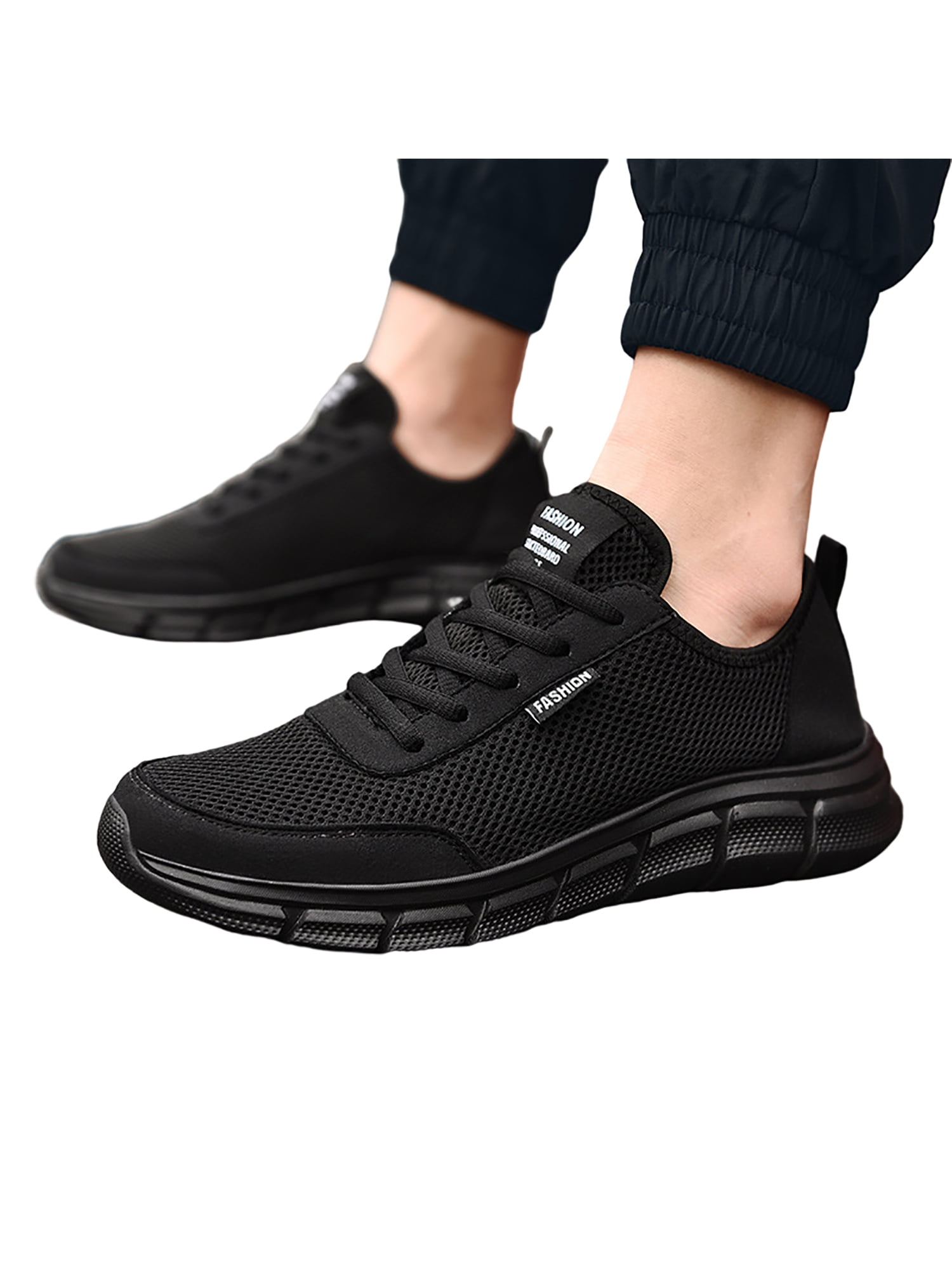 Bellella Sneakers for Men Fashion Shoes Slip On All Black Sneakers ...