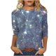 thumbnail image 4 of Heisall Womens Tops 3/4 Sleeve Round Neck Loose Casual Tshirts Striped Print Pullover, 4 of 6