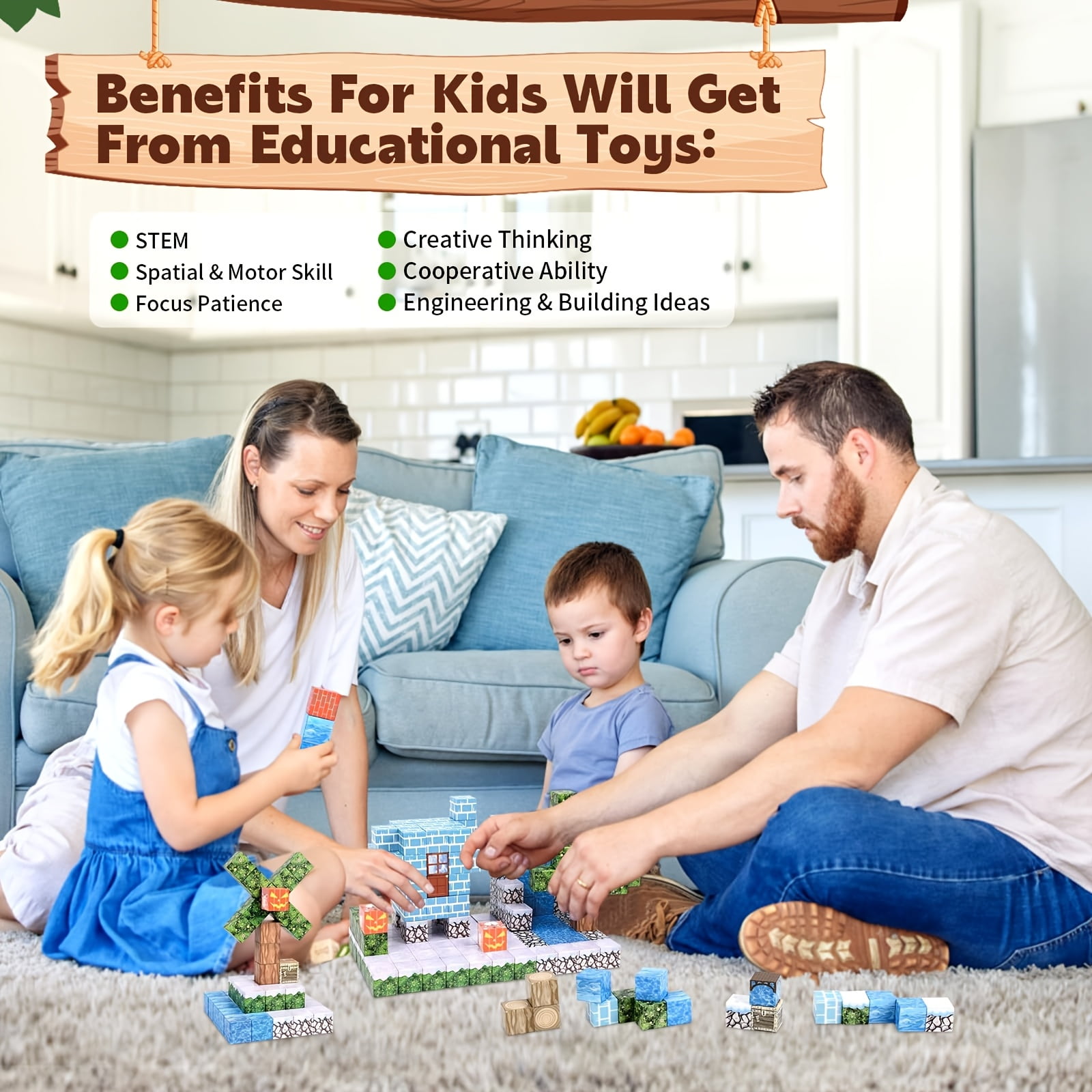 100pcs Magnetic Building Blocks Set Construction Toys, Architectural Geometric Shapes Christmas Birthday Gift for 3-12 Year Old