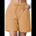 thumbnail image 3 of Pantalones Cortos Casuales Omen con Cordón Ajustable, Cintura Elástica y Cómodos, de Verano, con Bolsillos, Color Cúrcuma, XXL, 3 of 7