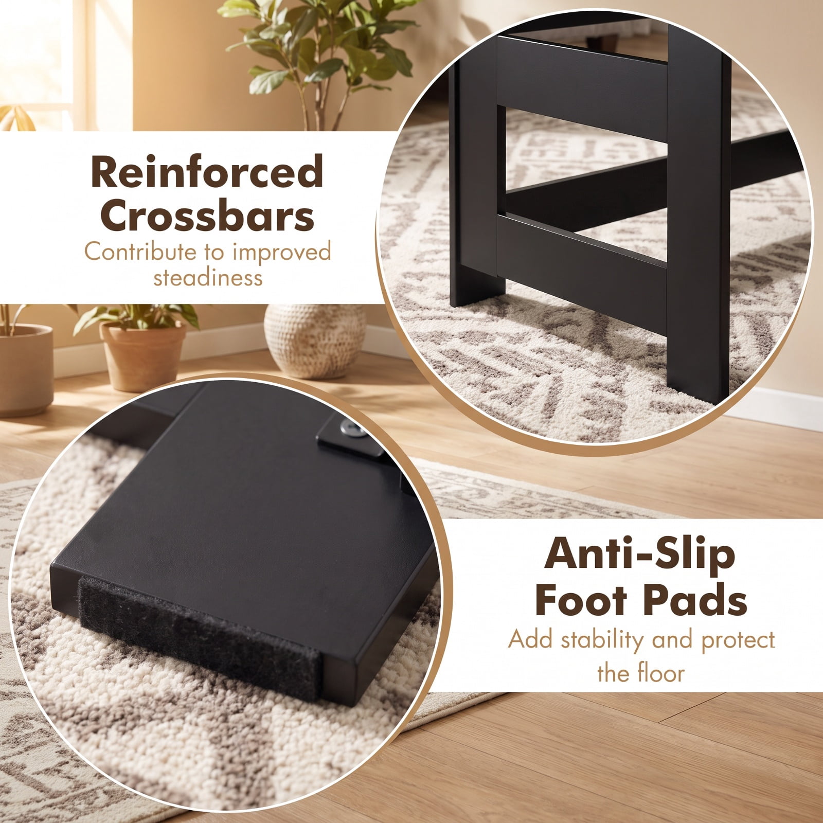 Furnibear Portable Low Floor Table with Foldable Legs Space Saving Folding Coffee Table for Living Room Dining Reading Gaming, Black