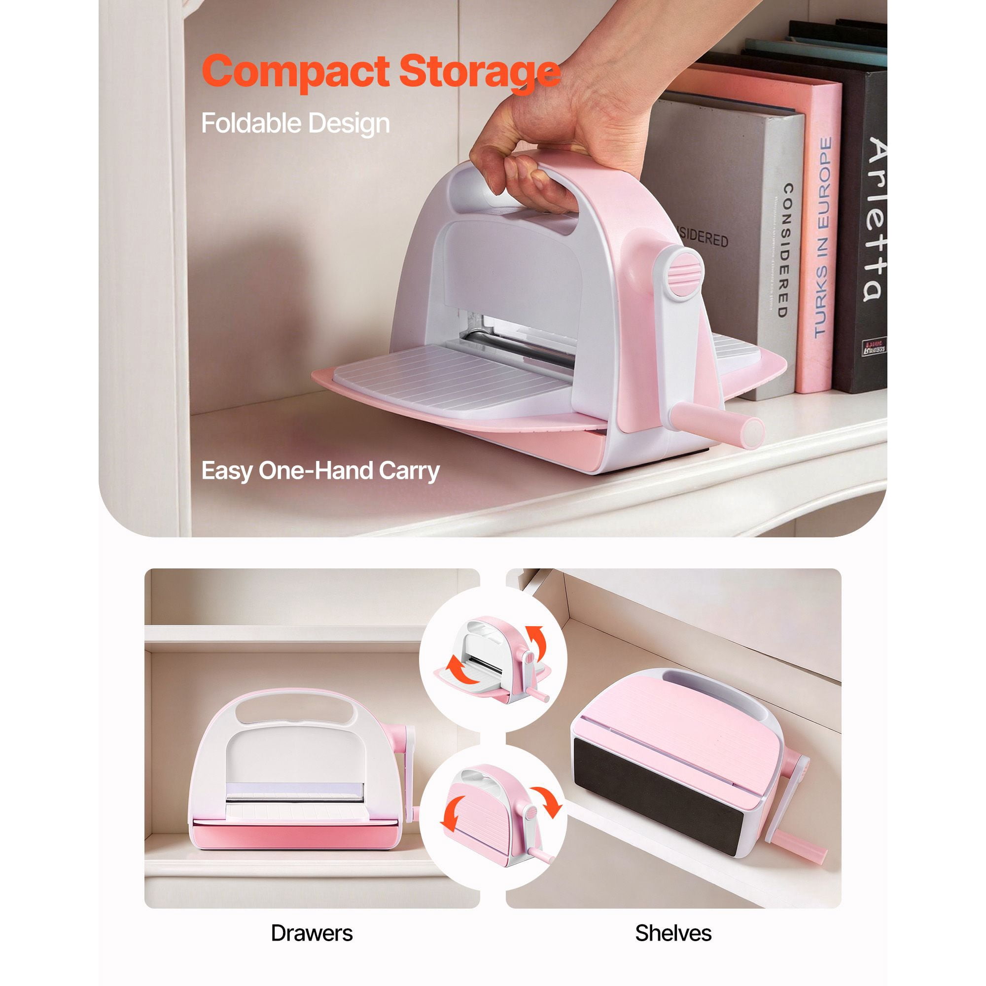 Manual Die Cutting and Embossing Machine, 6" Opening, Portable Die Cut Machine with Cutting Plates, Ergonomic Handle, Easy to Store, for Arts and Crafts, Scrapbooking, Card Making, Crafting