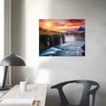 thumbnail image 3 of Nawypu Canvas Wall Art Colorful Sunrise Over The Skharfandavrholt River, Iceland Canvas Prints Wall Art Paintings Artworks Pictures Posters for Living Room Bedroom Decoration, 20x16 inch, 3 of 4