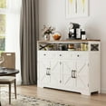 thumbnail image 3 of Veanerwood 4-Doors 3-Drawers Farmhouse Storage Cabinet with Charging Station,Wood Sideboard with 2 Adjustable Shelves for Kitchen Dining Room, White, 3 of 12