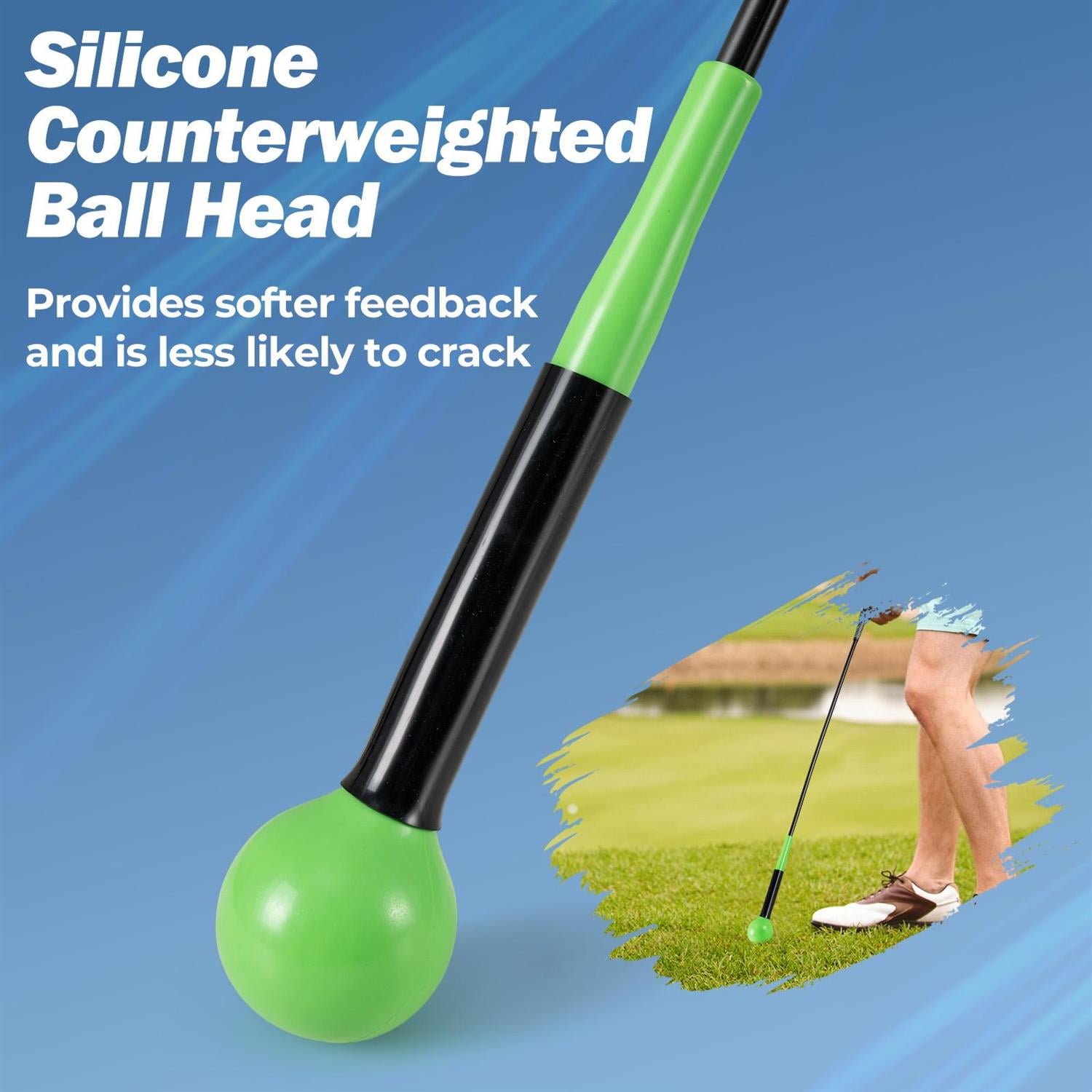 Spaco 40 Inch Golf Swing Trainer, Golf Practice Ergonomic Grip with Weighted Head for Training, Green