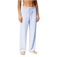 thumbnail image 4 of Diufon Womens Pajama Pants Striped Wide Leg Loose Soft Modal Sleepwear Drawstring Sleep Pants for Homewear & Outdoor, 4 of 8