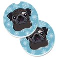 thumbnail image 1 of Snowflake Ensemble de 2 sous-Verres de Voiture avec Porte-Gobelet Pug Noir, 1 of 1