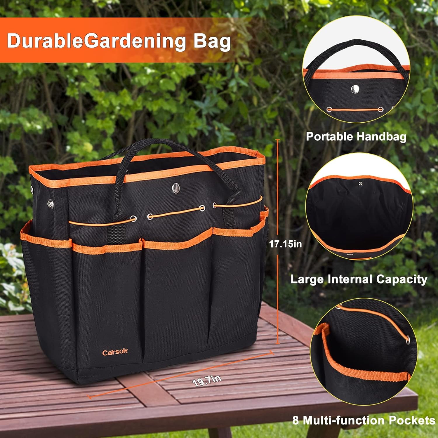 Garden Tools Set,10 Piece Stainless Steel Heavy Duty Gardening Tools Set for Planting Pruning Gardening Kit with Durable Gardening Bag Gloves Gift Box Ideal Garden Gifts for Women Men(Orange)