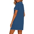 thumbnail image 5 of yillto Women Nightshirts Buttons down Nightgown Short Sleeve V Neck Sleepwear Pajamas Dress with Pockets, 5 of 7