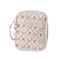 thumbnail image 1 of Neceser acolchado portátil para baño con bolsillo con cremallera, ideal como regalo. Lazo y rosa, 1 of 9