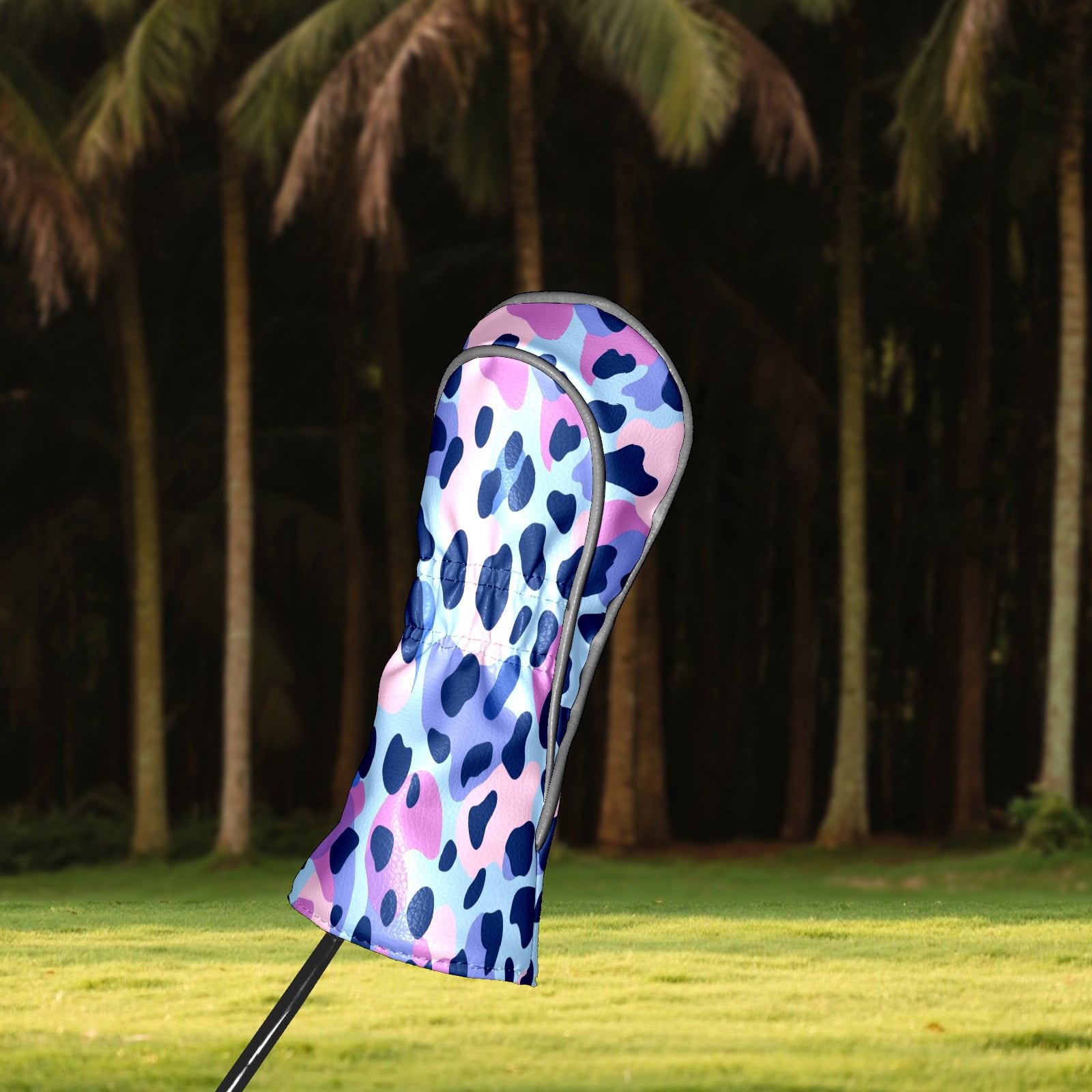 Golf Club Covers PU Leather Waterproof Head Covers for Fairway Woods Hybrids Colorful Leopard Print