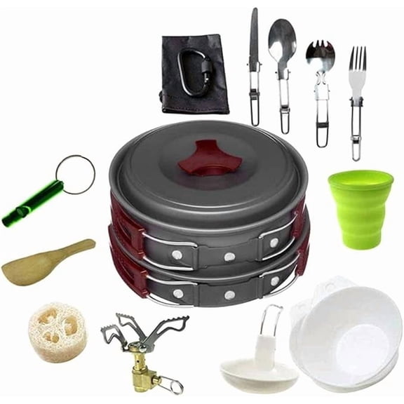 Camping Cookware Kit Outdoor Aluminum Cooking Set Travelling Hiking Picnic BBQ Tableware Equipment Kettle Pots Kitchenware