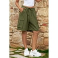 thumbnail image 4 of Merokeety Womens Summer Shorts Elastic Waist Drawstring Casual Cargo Green m, 4 of 5