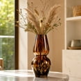 thumbnail image 5 of Tortoiseshell Gourd Glass Vase, Brown Leopard Print Decorative Bud Vase for Dried Flowers, Fall Table Centerpiece Decor for Home Shelf Bedroom, 5 of 8