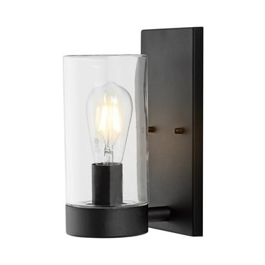 SAFAVIEH Lianne Edison Tungsten Black Metal Wall Sconce with Clear Shade, Set of 2