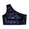 thumbnail image 5 of xaweyi Shiny Girls Sequined Sleeveless Off Shoulder Crop Top Solid Color Dance T-shirt Stage Costume for Evening Party Shows,Sizes 3-6 Years, 5 of 5