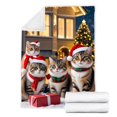 thumbnail image 3 of Christmas Cat Blanket Winter Warm Soft Leisure Nap Blanket with Santa Hat Cozy, 3 of 6
