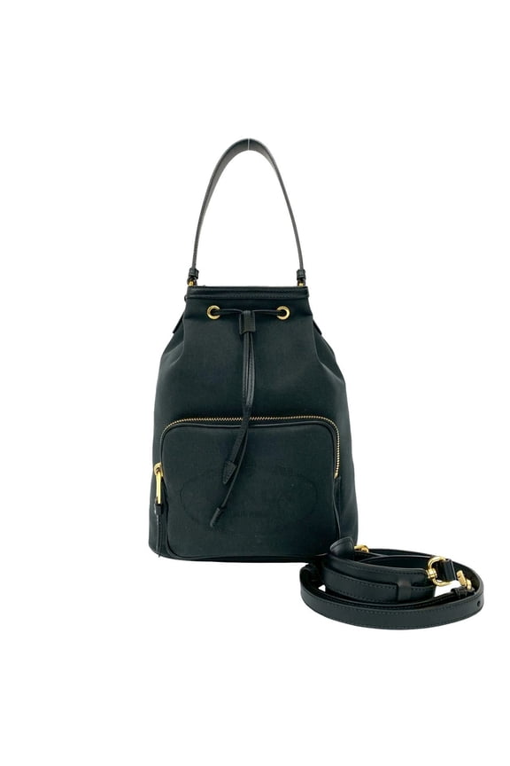 Pre-Owned PRADA Prada Logo Canvas and Leather Drawstring 2-Way Handbag/Mini Shoulder... (Good)