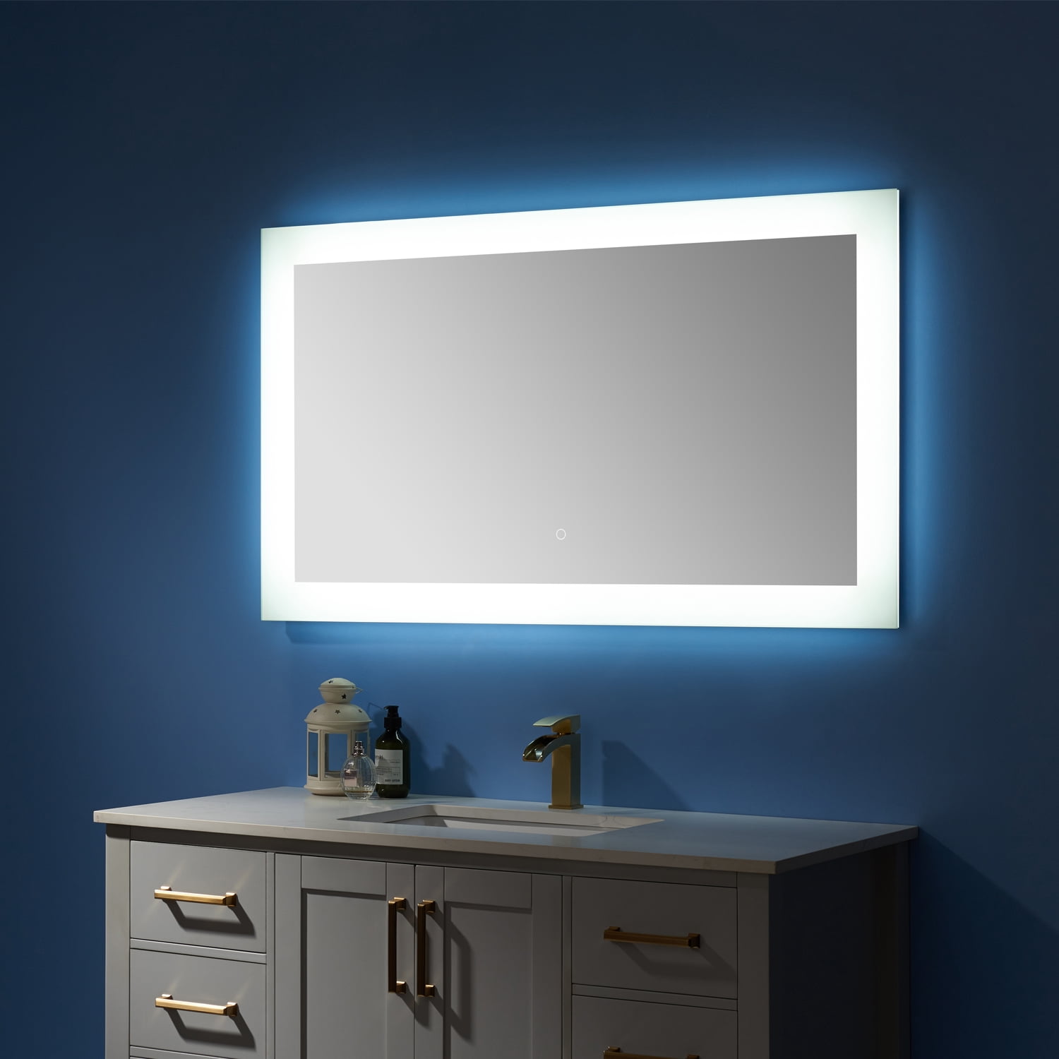 Vinnova Callista 48" Rectangle LED Lighted Bathroom Vanity Wall Mirror, Clear