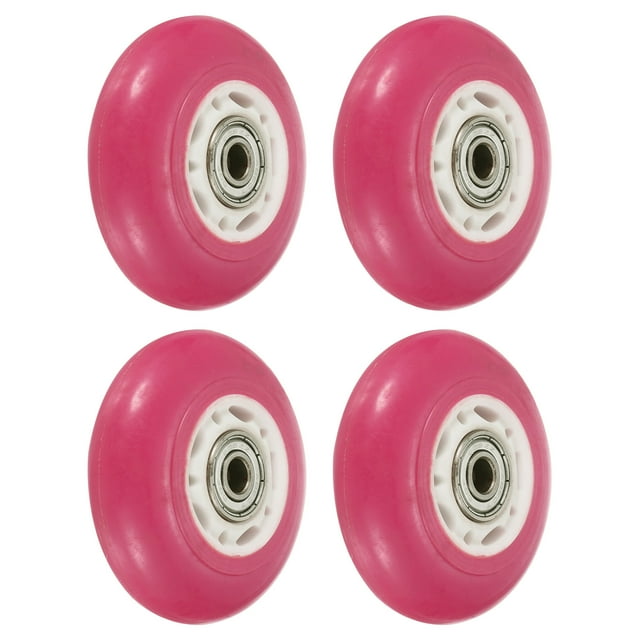 Unique Bargains Inline Skate Wheels with Bearings 82A Skate Replacement, Pink 4 Pack