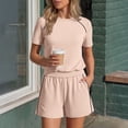 thumbnail image 7 of Shorts Sets Women 2 Piece Outfits Summer Matching Workout Athletic Clothing Casual Spring Travel Loungewear Beige M, 7 of 7