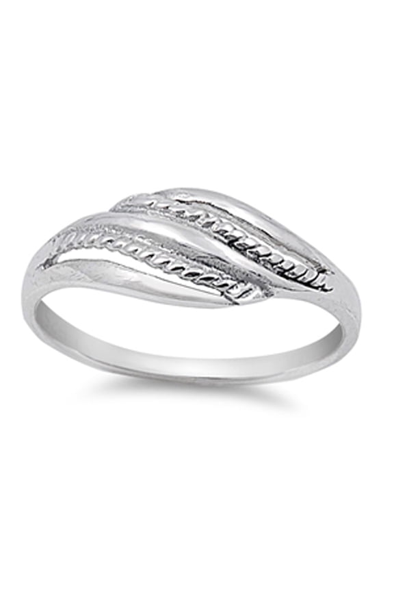 Bali Rope Wave Twisted Boho Ring 925 Sterling Silver Band Jewelry Female Male Unisex Size 4
