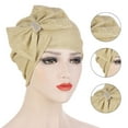 thumbnail image 4 of NIBOLOG Turban Cap Solid Color Cross Shape Lady Bow-knot No Brim Indian Turban Hat for Spa, 4 of 8