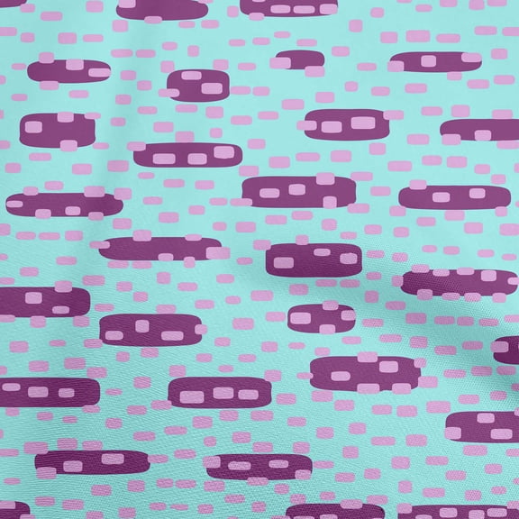 oneOone Viscose Chiffon Aqua Blue Fabric Geometric Rounded Rectangle Dress Material Fabric Print Fabric By The Yard 42 Inch Wide
