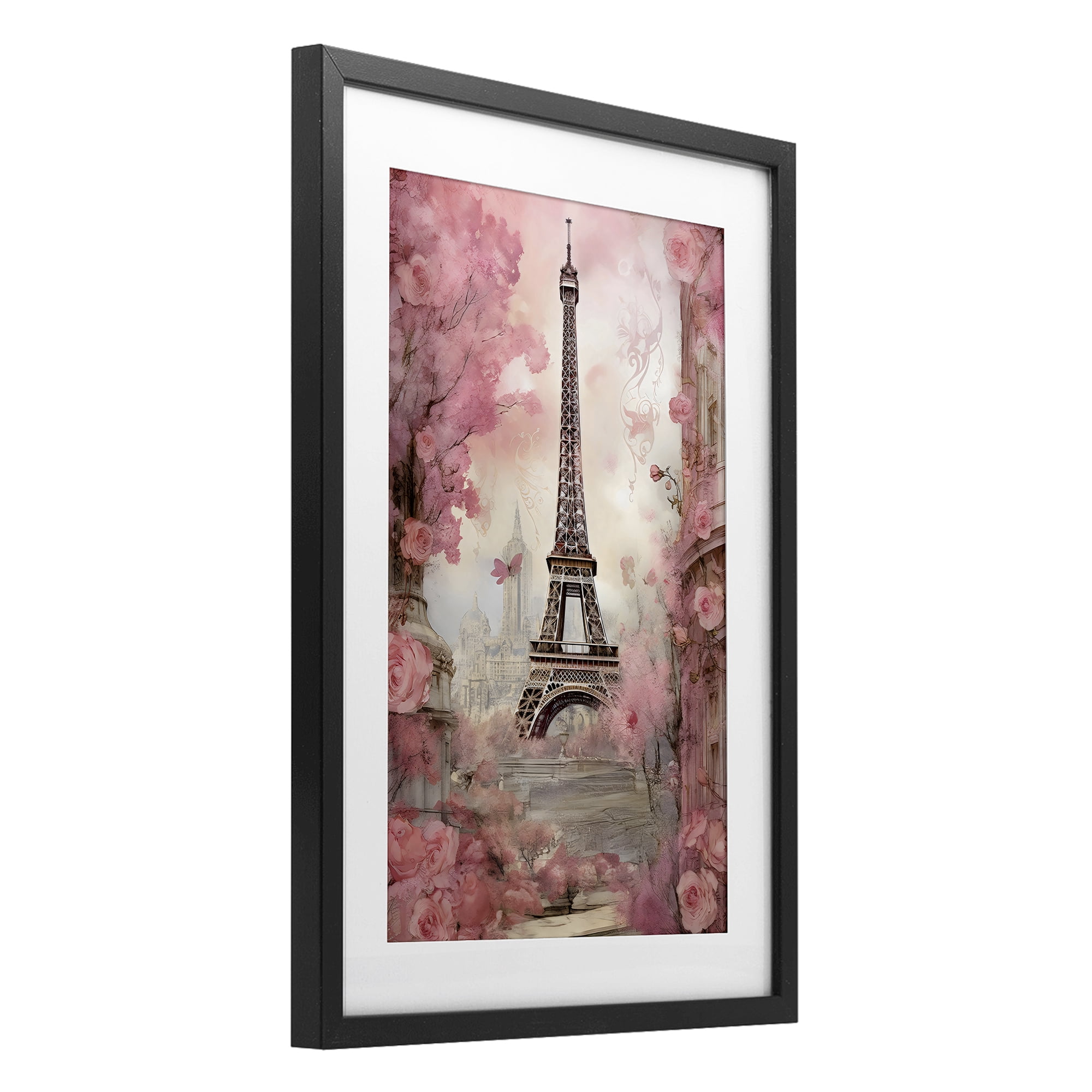 Stupell Industries Paris City View in Bloom Black Framed Print Under Glass, design by Creative Studio