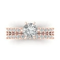 thumbnail image 2 of Clara Pucci 14K Rose Gold Round Cut 1Ct Simulated Clear Diamond Engagement Ring + Matching Band - Luxury Box Included, 2 of 7