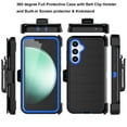 thumbnail image 3 of Ebizware for Samsung Galaxy S23 FE 5G Phone Case, Case with [Built-in Screen Protector] Holster Belt Clip Military Grade Heavy Duty Shockproof Kickstand Cover for Galaxy S23 FE 5G - Black/Blue, 3 of 9