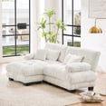 thumbnail image 3 of 94.4" Loveseat Sofa, 2 Seater Modular Sectional Sofa, White Large L Shaped Sectional Couches for Living Room, Fluffy Couch, Love Seat, Chenille Cloud Couch with Ottoman, Deep Seat for Living home, 3 of 8