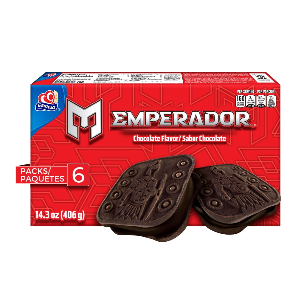 (3 pack) Gamesa Emperador Chocolate Sandwich Cookies, 6 Packs, 14.34 oz Box