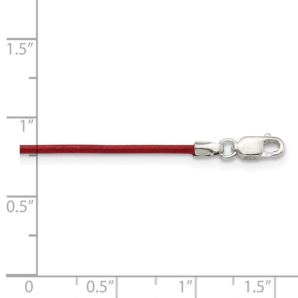 Auriga Fine Jewelry 925 Sterling Silver 1.5mm Poppy Leather Cord Necklace 16inch Necklace for Women
