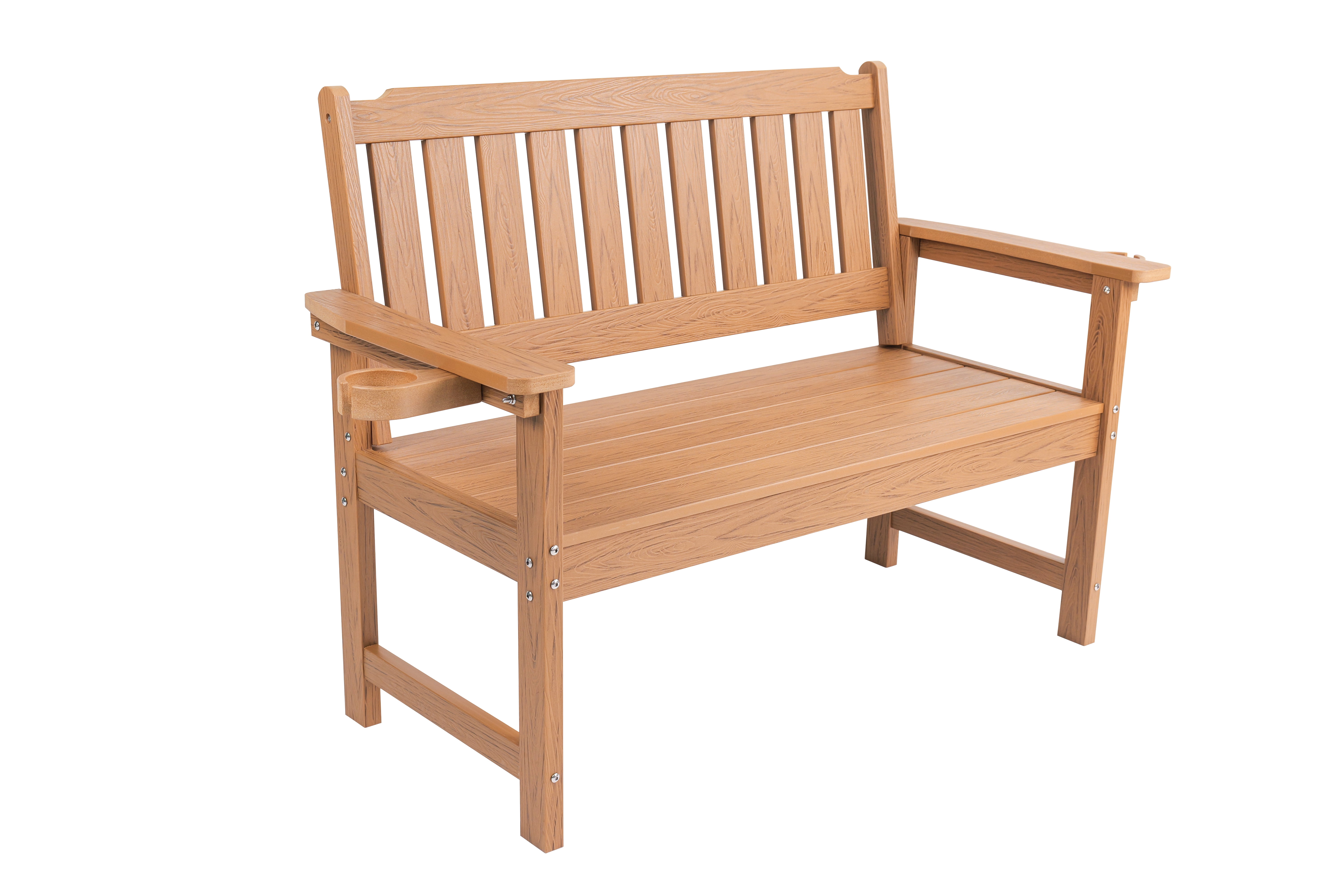 Weather Resistant Garden Bench, Public Rest Long Chair for Patio Porch Park Backyard Outdoor Leisure Area, Dark Brown