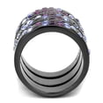 thumbnail image 3 of Luxe Jewelry Designs Women's Ion Plated Light Black Stainless Steel Ring with Multi Color Crystals -, 3 of 4