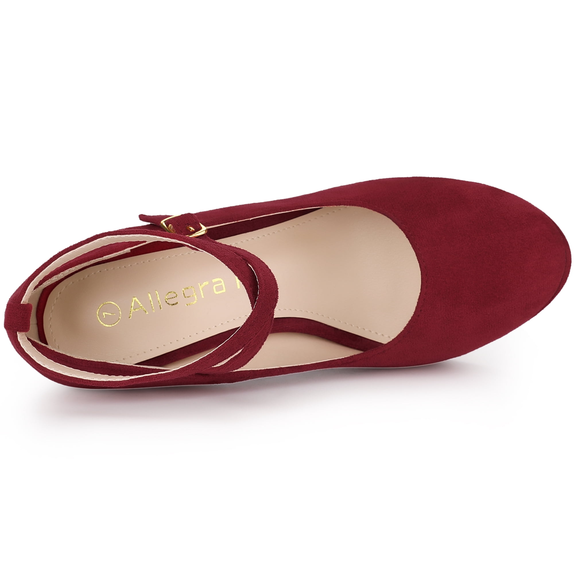 DARING DIVA Women's Platform Cross Strap Stiletto Heels Mary Jane Pumps Burgundy 8