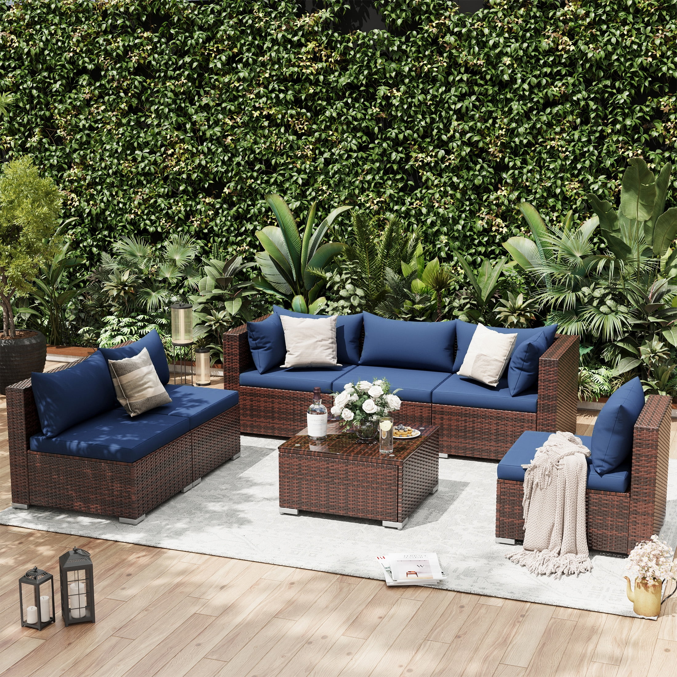 UDPATIO Patio Furniture Sets, Modular Rattan Outdoor Sectional