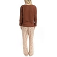thumbnail image 3 of MUK LUKS Womens Pajama 2-Piece Set, Super Soft Long Sleeve Shirt and Pants, Sweater Weather,Pijama De Mujer, Caramel Leopard, S, 3 of 6