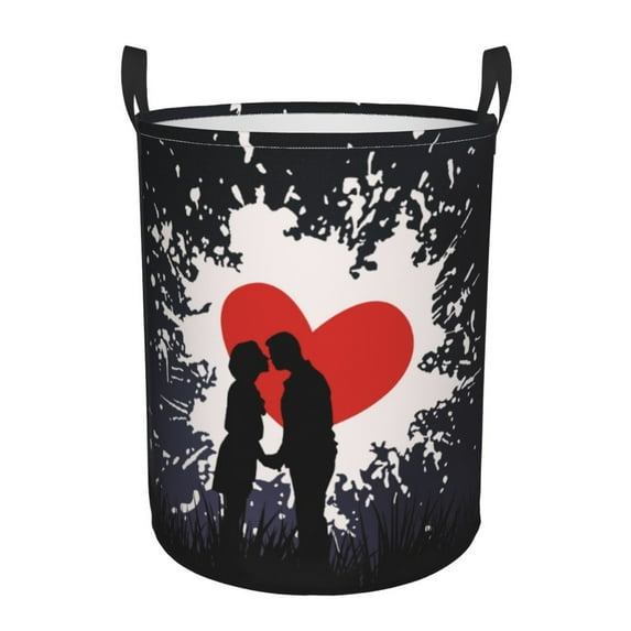 LNWH Laundry Basket, Fantasy Love Pattern Foldable Laundry Hamper With Handles Waterproof, Small