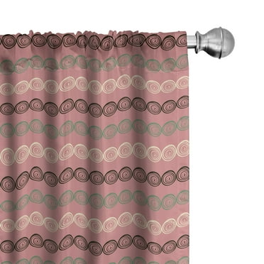 Ambesonne Abstract 4-Panel Curtains, Randomly-Drawn Circles Art, 56"x63", Dried Rose and Fern Green