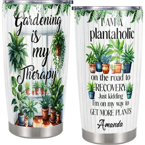 Personalized Gardening Coffee Tumblers 20oz Customized Gifts for Women Funny Travel Cup Mug for Gardener People Who Loves Garden Plant Lady Drinking Insulated Thermal