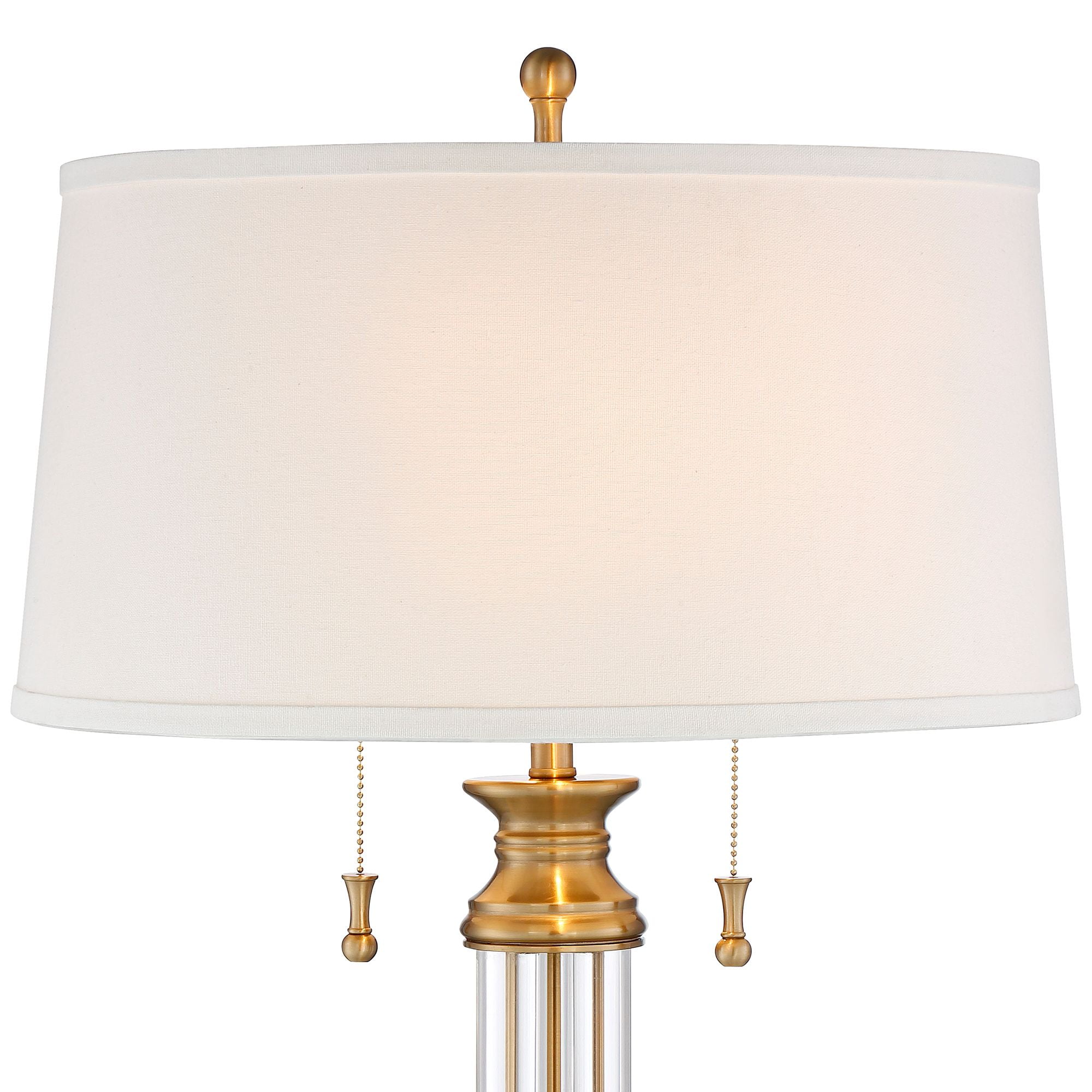 Vienna Full Spectrum Rolland Traditional Table Lamps 30" Tall Set of 2 Antique Brass Crystal Off White Drum Shade for Bedroom Living Room Nightstand