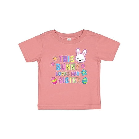 

Inktastic This Bunny Loves Her Sister with Bunny Face and Flowers Gift Baby Girl T-Shirt