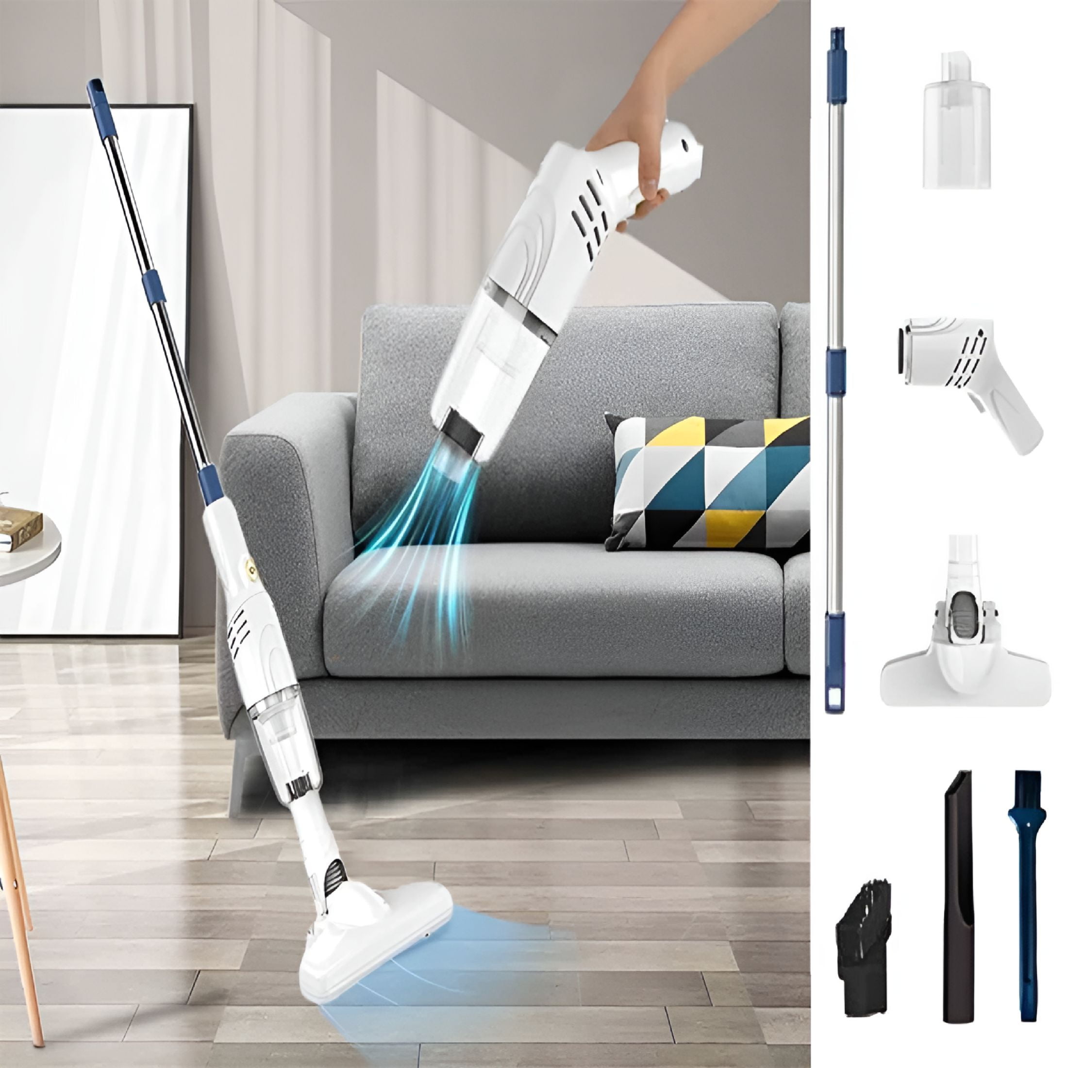 ZEPARO Stick Vacuum Cleaner With 30 Mins Long Runtime Lightweight Steam Cleaner For Car Vacuum Mini Car Vacuum Cleaner For Small Car Vacuum Carpet And Hardwood Floor Pet Hair